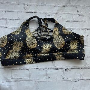 Constantly Varied Gear Black and Gold Pineapple Sports Bra